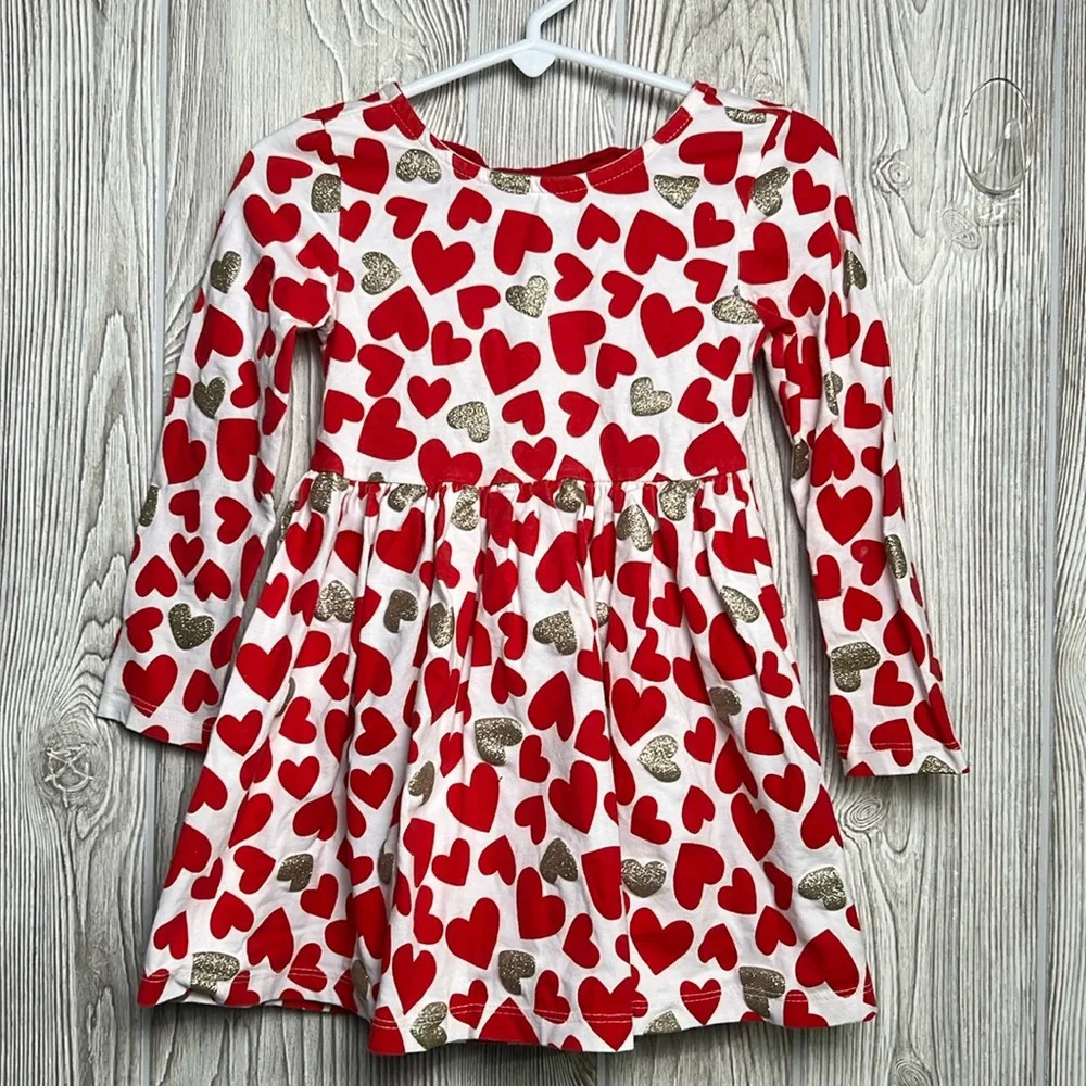 Tommy Bahama Toddler Long Sleeve Heart Print Dress Size 2T